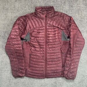 Eddie Bauer First Ascent Puffer Jacket Womens M Burgundy Down Insulated Full Zip